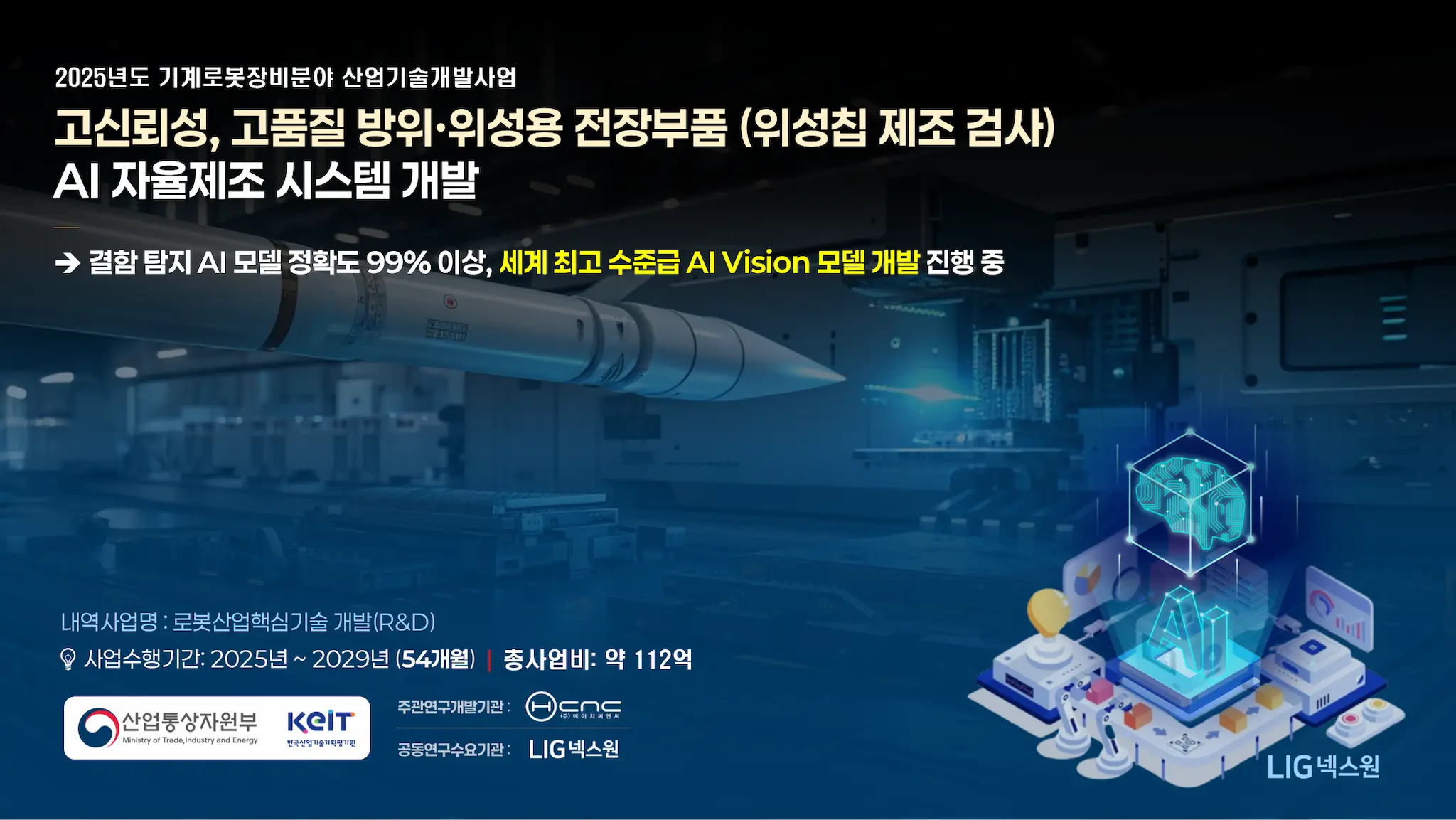 HCNC, 방위·위성 전장부품용 AI 자율제조 시스템 연구개발과제 수주 1 RD 001