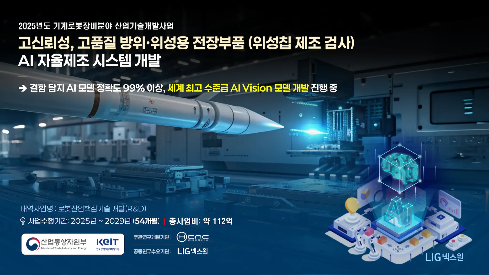 HCNC, 방위·위성 전장부품용 AI 자율제조 시스템 연구개발과제 수주